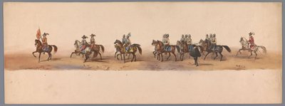 1836 年乌特勒支大学第二个百年庆典上的历史庆典（图版 2）
1600 年 7 月 3 日，尼乌波尔特战役胜利后的第二天，荷兰军队前往奥斯坦德的游行队伍；根据 H H Student 提供的服装表现形式 作者 卡拉梅利和公司