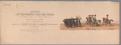 乌特勒支大学第二个百年庆典上的历史庆典，1836 年（标题印刷品）
1600 年 7 月 3 日，尼乌波尔特战役胜利后的第二天，荷兰军队前往奥斯坦德的游行队伍；根据 H H Stud 提供的服装表现形式 作者 卡拉梅利和公司