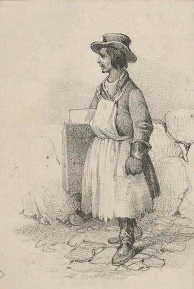 穿着围裙和帽子的男子，19世纪中期。 作者 维克多·亚当