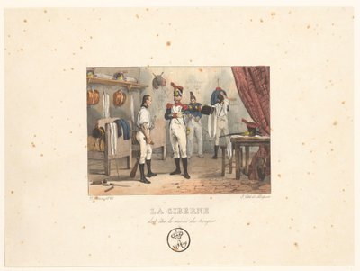 军官遇见帕特洛恩塔斯
La giberne doit être le miroir du troupier（物品上的标题）
军事场景（系列标题）
军事场景（系列标题） 作者 veuve Delpech (Naudet)