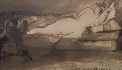 睡觉裸体（笔和墨水在纸上洗） 作者 Victor Hugo