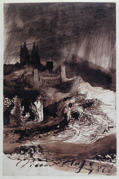 城堡，1878年（笔和墨水在纸上洗） 作者 维克多·雨果