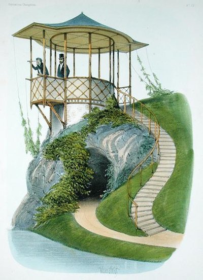 鲁昂附近的乡村美景，来自 "Habitations Champetres"，大约在1855年出版（铬酸盐）。 作者 维克多·让·巴蒂斯特·珀蒂（Victor Jean Baptiste Petit）