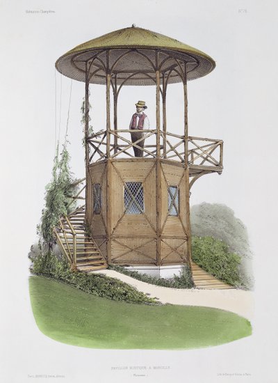 Marcilly的乡村展馆，来自&39;Habitations Champetres&39;，由Beaquet Freres雕刻，c.1855 作者 维克多·让·巴蒂斯特·珀蒂（Victor Jean Baptiste Petit）