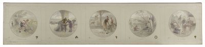 巴黎市政厅 Lobau 画廊草图：农业。商业。工业。艺术。科学，1890 年（铅笔、布面油画） 作者 维克多·让·皮埃尔·马齐斯