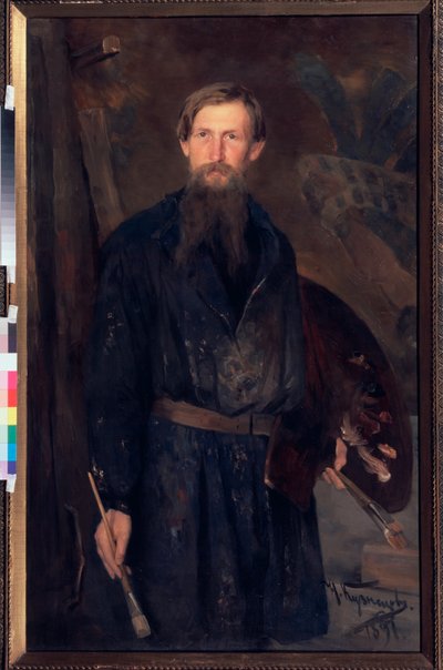 Portrait du peintre Viktor Vasnetsov (1848-1926) (Portrait of the artist Viktor Vasnetsov) - Peinture de Nikolai Dmitrievich Kuznetsov (1850-1929), huile sur toile 作者 维克多。