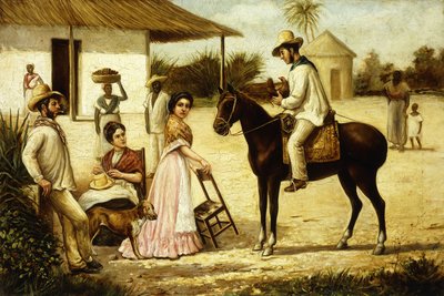 谷仓门口的农民家庭；波特雷罗门口的瓜吉罗斯家族，约1880年 作者 维克多·帕特里西奥·兰达卢斯