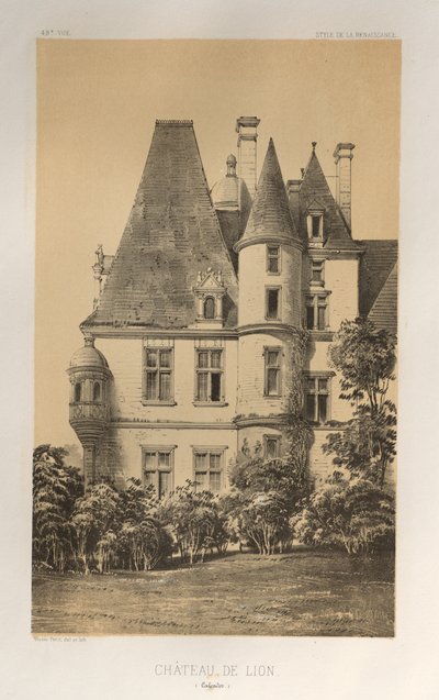 第十五、十六和十七世纪风景如画的建筑或古迹。Et XVIeme.Siecles：十五和十六世纪的法国城堡：Pl.49，Château De Lion（卡尔瓦多斯省） 作者 维克多·佩蒂特