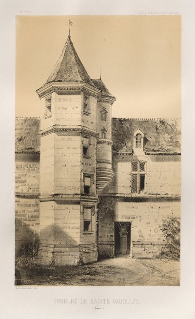 第十五、十六和十七世纪风景如画的建筑或古迹。Et XVIeme.Siecles：十五和十六世纪的法国城堡：Pl.87, Prieuré de Sainte Gaudulfe (Eure) 作者 维克多·佩蒂特