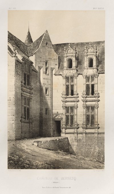 第十五、十六和十七世纪风景如画的建筑或古迹。Et XVIeme.Siecles：十五世纪和十六世纪的法国城堡：Pl. 92, Château de Bernesq (Calvados) 作者 维克多·佩蒂特