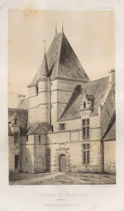 第十五、十六和十七世纪风景如画的建筑或古迹。Et XVIeme.Siecles：XV 和 XVI 世纪的法国城堡：Pl. 93，Château de Cramesnil（卡尔瓦多斯）。 作者 维克多·佩蒂特
