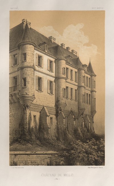 Architecture Pittoresque ou Monuments des xveme.Et xvieme.第十五和十六世纪的法国城堡: Pl. 35, Château De Mello (Oise) 作者 维克多·佩蒂特