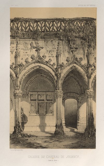 Architecture Pittoresque ou Monuments des xveme.Et xvieme.年代：十五和十六世纪的法国城堡：Pl.41，琼西城堡画廊（索恩河和卢瓦尔河）。 作者 维克多·佩蒂特
