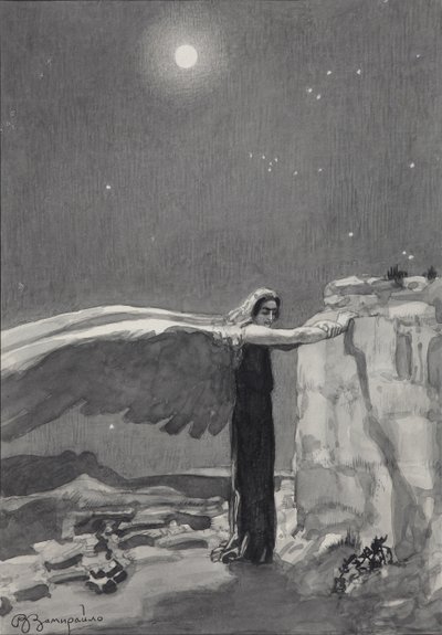 米哈伊尔-莱蒙托夫的《恶魔》一诗的插图，1913-1914年 作者 维克托·德米特里耶维奇·扎米雷洛