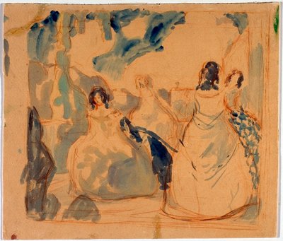 Jeunes femmes sur une terrasse - Oeuvre de Viktor (Victor) Elpidiforovich Borisov-Musatov (Borisov Musatov) (1870-1905) 作者 维克多·埃尔皮迪佛罗维奇·鲍里索夫·穆萨托夫