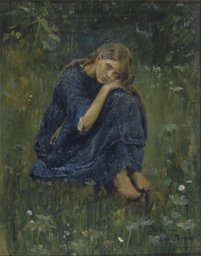 Alyonushka研究，1881年 作者 维克托·米哈伊洛维奇·瓦斯涅佐夫
