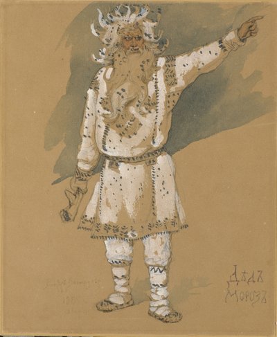 祖父弗罗斯特。 N. Rimsky-Korsakov的歌剧《雪少女》的服装设计，1885年 作者 维克托·米哈伊洛维奇·瓦斯涅佐夫