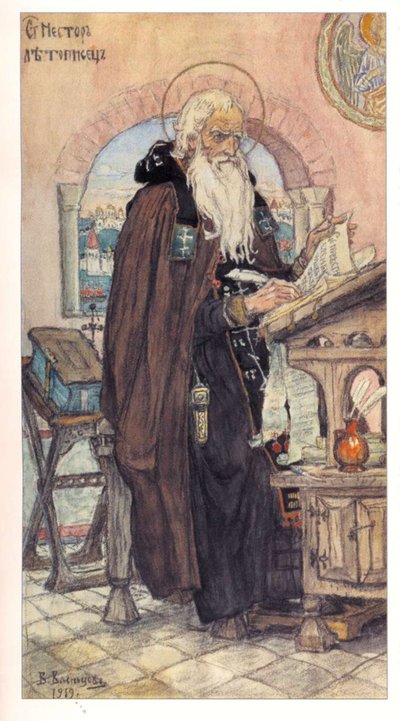 编年史圣内斯特（Saint Nestor the Chronicler），1919年 作者 维克托·米哈伊洛维奇·瓦斯涅佐夫