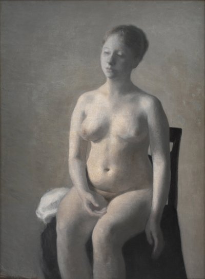 坐着的女性裸体，1889年。 作者 威廉·哈默修伊