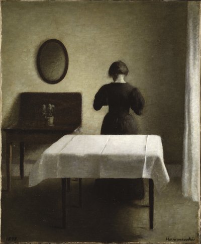Interieur - Interior, by Hammershoi, Vilhelm (1864-1916). Oil on canvas 作者 威廉·哈默肖伊