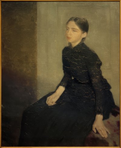 一个年轻女孩的肖像。艺术家的妹妹安娜·汉默肖（AnnaHammershöi） 作者 Vilhelm Hammershoi