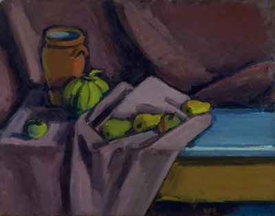 瓶子和水果静物画 作者 威廉·伦德斯特伦