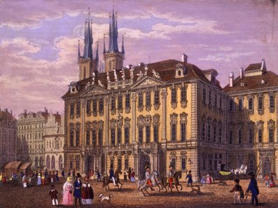 Goltz-Kinsky（Kinský）宫，布拉格，1847年（彩钢雕刻） 作者 Vincenc和Geissler，F。Morstadt