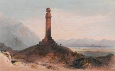 卡布尔附近的亚历山大纪念柱，c.1842（彩色平版印刷） 作者 文森特（后）爱