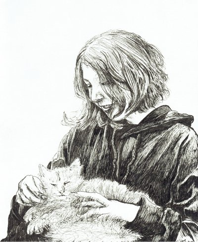 女孩和猫，2022 年 作者 文森特·亚历山大·布斯