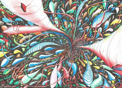 恩克拉多斯的海洋，2024 年（纸张上的墨水和铅笔） 作者 文森特·亚历山大·布斯