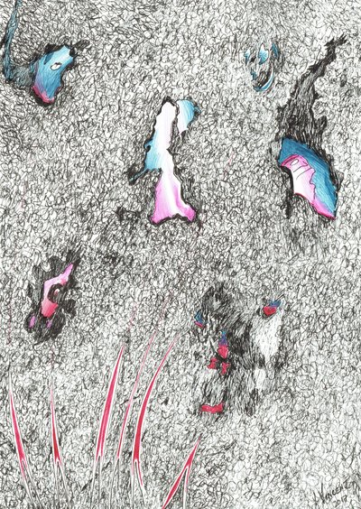 Paleheads，2017，（墨水在纸上） 作者 文森特·亚历山大·布斯