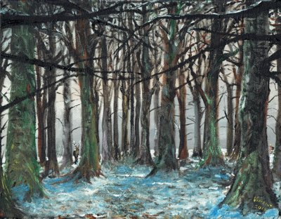 Stag and Runner莱姆公园，2016年，（油画布板） 作者 文森特·亚历山大·布斯