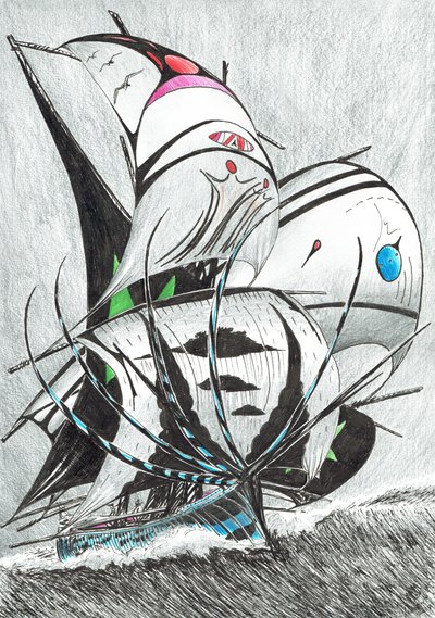 风暴创作者安达曼海，2017年，（纸上墨水） 作者 文森特·亚历山大·布斯