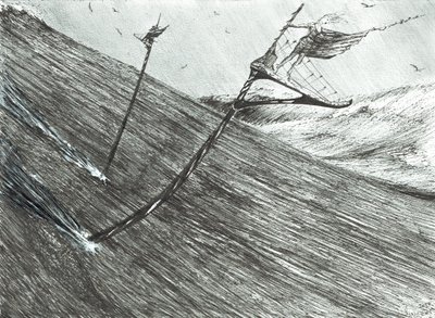 风暴造物主黑海，2017年，（墨水在纸上） 作者 文森特·亚历山大·布斯