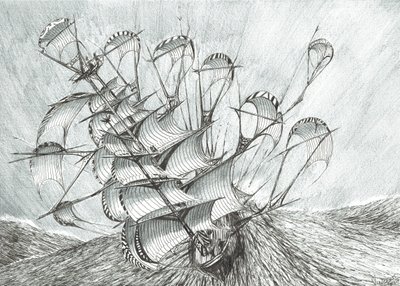 风暴造物主南海，2017，（纸上水墨） 作者 文森特·亚历山大·布斯