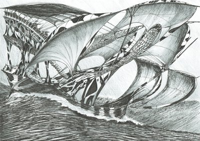 风暴创作者塔斯曼海，2017年，（纸上墨水） 作者 文森特·亚历山大·布斯