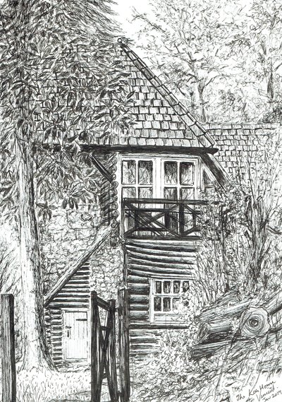 The Log House，2019，（墨水在纸上） 作者 文森特·亚历山大·布斯