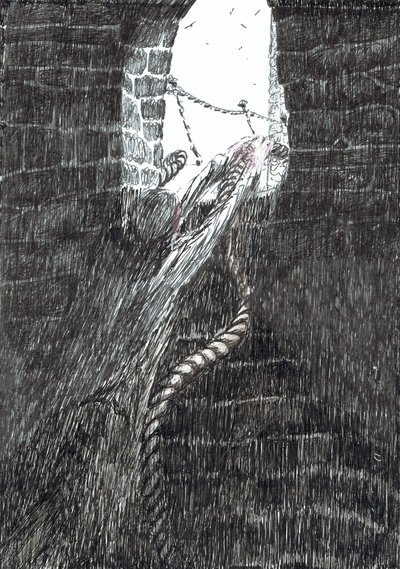 第33页，Findhorn森林中的城堡，2006年，（纸上墨水） 作者 文森特·亚历山大·布斯