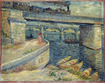 阿斯涅尔的塞纳河上的桥，1887年。 作者 Vincent van Gogh