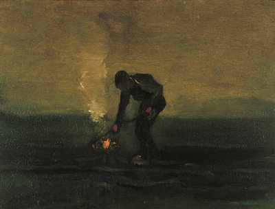 焚烧杂草的农民，1883年。 作者 Vincent van Gogh