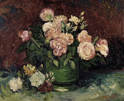 玫瑰和牡丹，1886年。 作者 Vincent van Gogh