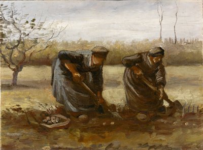 两个挖土豆的农妇，1885年。 作者 文森特·梵高