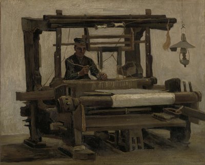 织工在织布机前，1884年。 作者 文森特·梵高