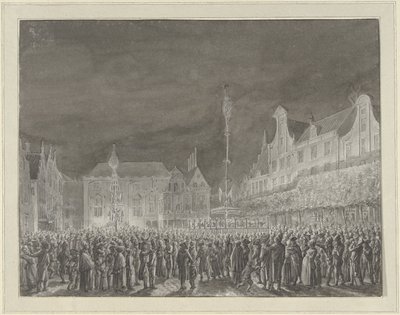 1795 年，哈勒姆格罗特广场上庆祝宣布与法国结盟的活动 作者 文森特·詹斯。范德文