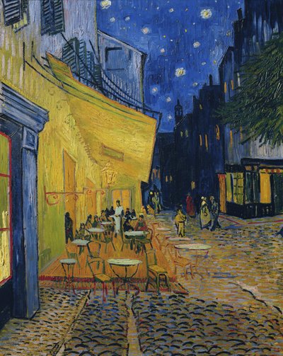 咖啡馆露台，论坛广场，阿尔勒，1888年 作者 Vincent van Gogh