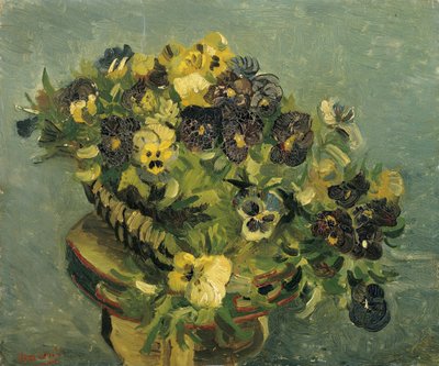 "Panier de pensees"（三色堇花篮） 文森特-梵高（1853-1890）的画作 1886 Dim 46x55.5 cm cm 梵高博物馆，阿姆斯特丹 作者 文森特·梵高