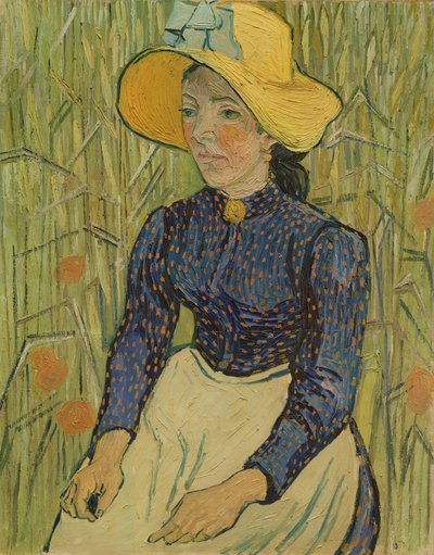 草帽的农民女孩，1890年 作者 Vincent van Gogh