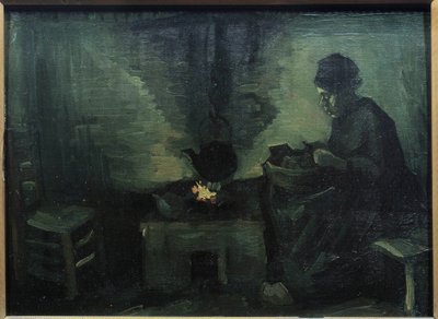 文森特·梵高 (1853-1890) 1885 年在木头上的农民 Peiture Marouflee。 0,29x0,4 m 巴黎，奥赛博物馆 作者 文森特·梵高