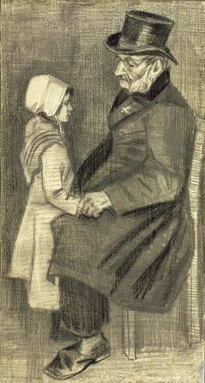 坐着的人和他的女儿，1882年 作者 文森特·梵高