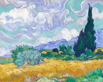 有柏树的麦田 作者 Vincent van Gogh